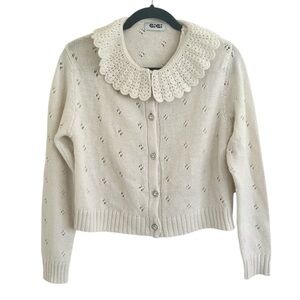GiGi Knitwear Dolly 100% Merino Wool Cardi in Cream Small
